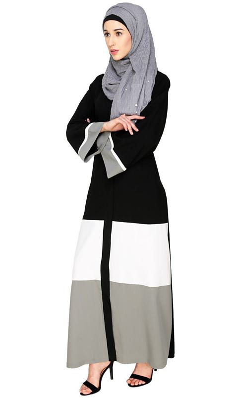 Triple Color Block Dubai Style Abaya