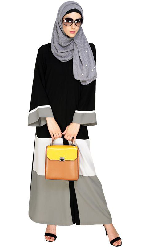 Triple Color Block Dubai Style Abaya