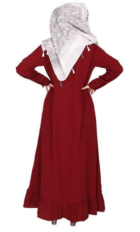 Two Panel Maroon Abaya with Onion Pink Piping Design (Made-To-Order)