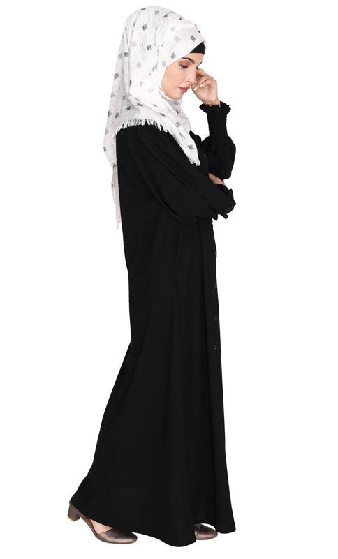 Voguish Black Front Open Abaya (Made-To-Order)