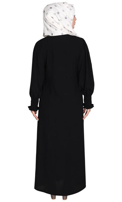 Voguish Black Front Open Abaya (Made-To-Order)