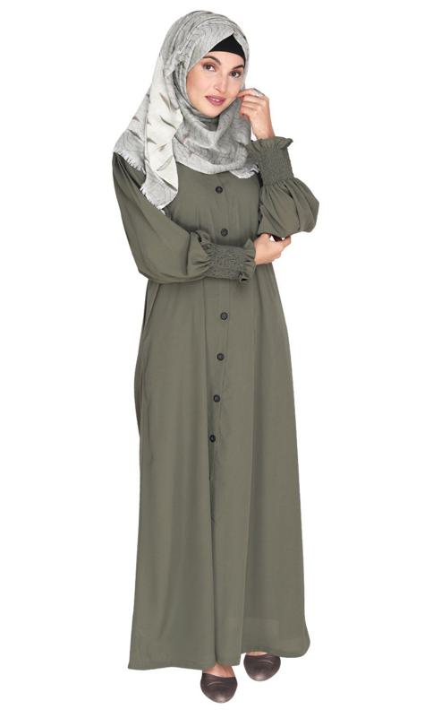 Voguish Dead Mint Front Open Abaya (Made-To-Order)