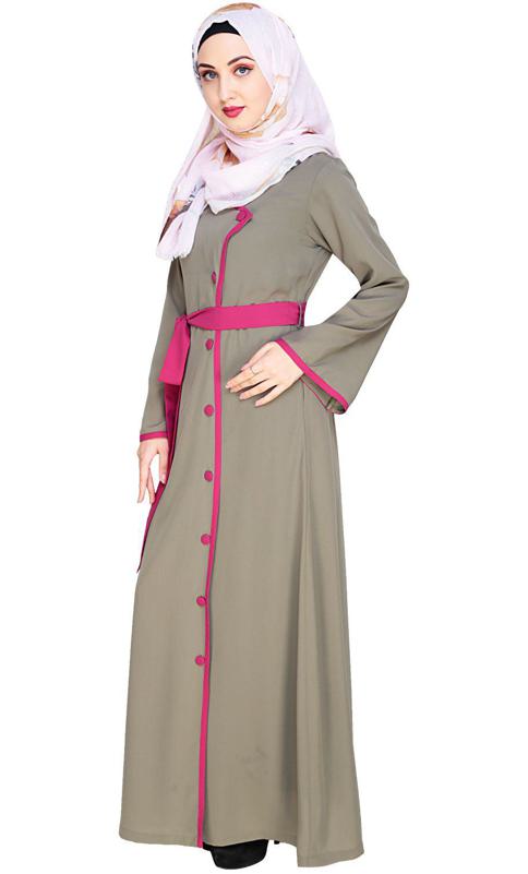 Vougish Fushia Angarkha Abaya