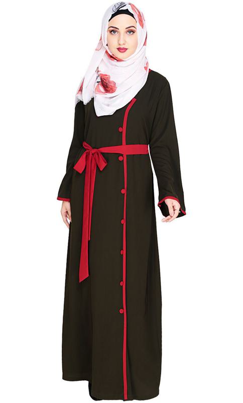 Vougish Olive Angarkha Abaya (Made-To-Order)