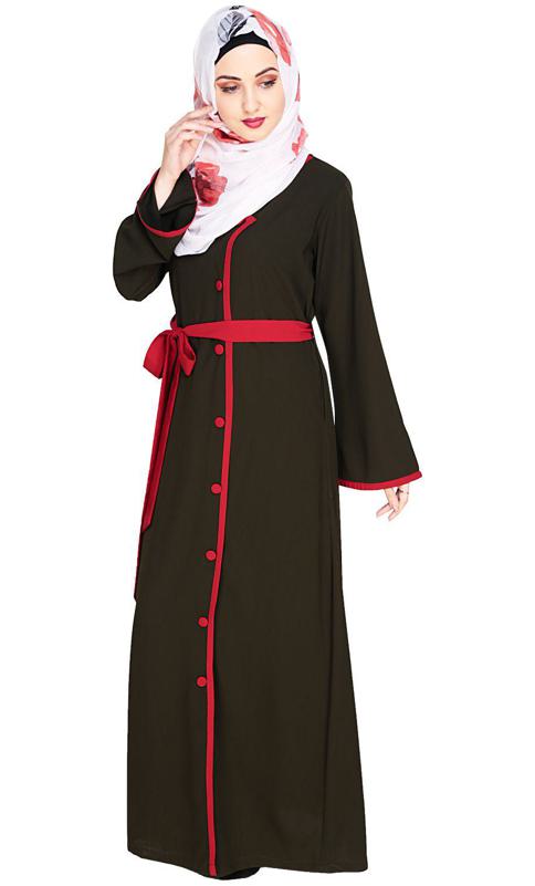 Vougish Olive Angarkha Abaya (Made-To-Order)