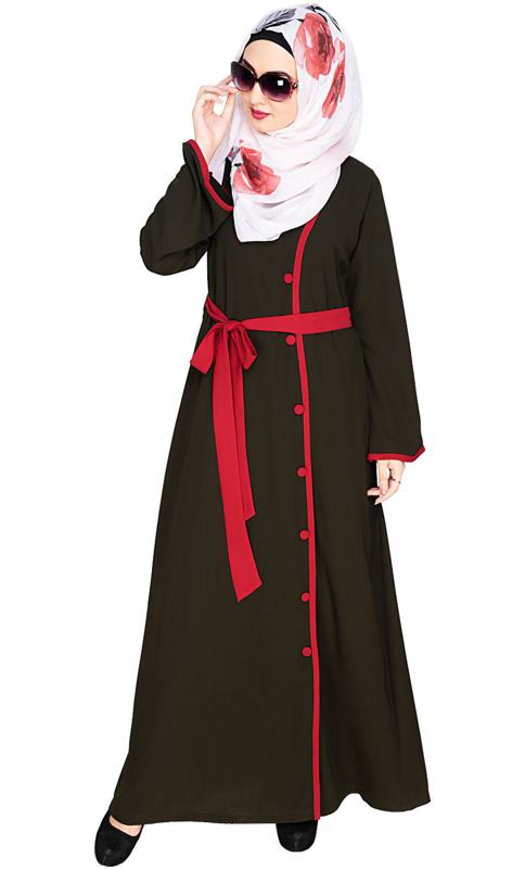 Vougish Olive Angarkha Abaya (Made-To-Order)