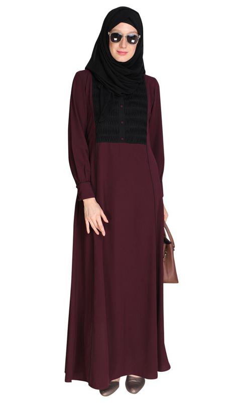 Wavetucks Yoke Purple Abaya