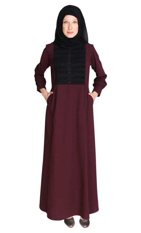 Wavetucks Yoke Purple Abaya