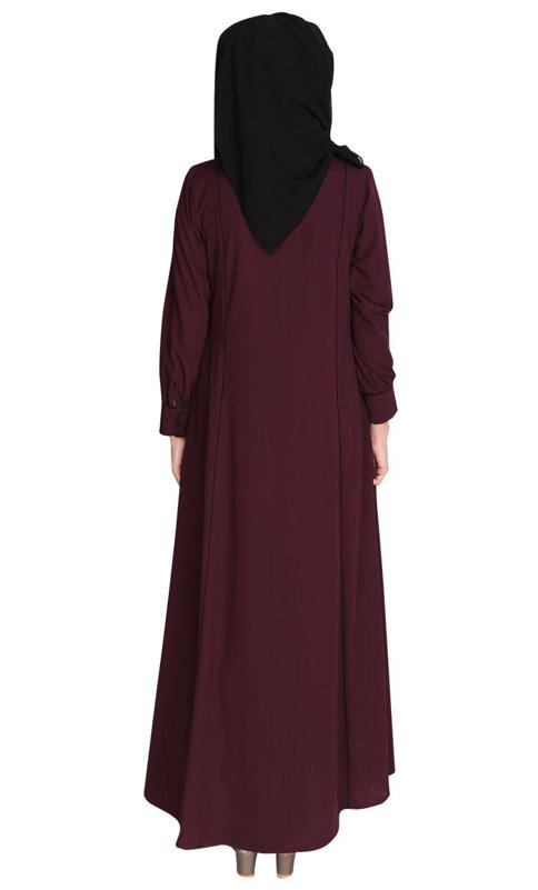 Wavetucks Yoke Purple Abaya