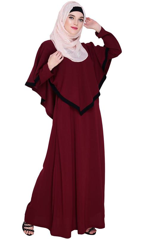 Wine Fancy Cape Abaya (Made-To-Order)