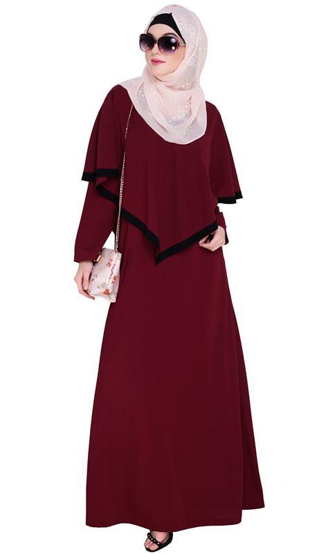 Wine Fancy Cape Abaya (Made-To-Order)