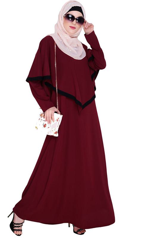 Wine Fancy Cape Abaya (Made-To-Order)