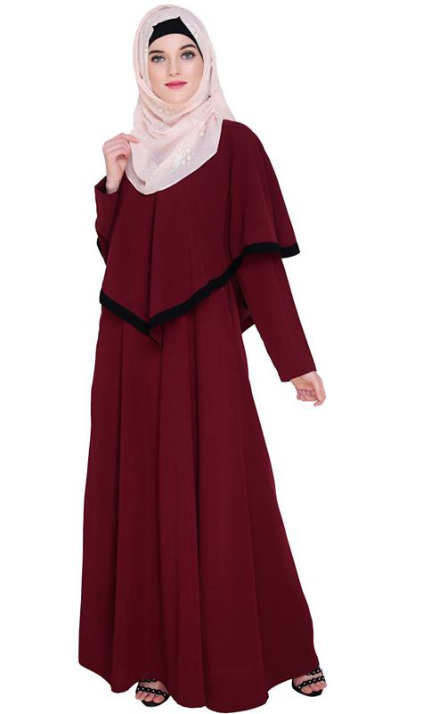 Wine Fancy Cape Abaya (Made-To-Order)