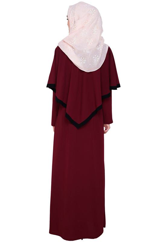 Wine Fancy Cape Abaya (Made-To-Order)