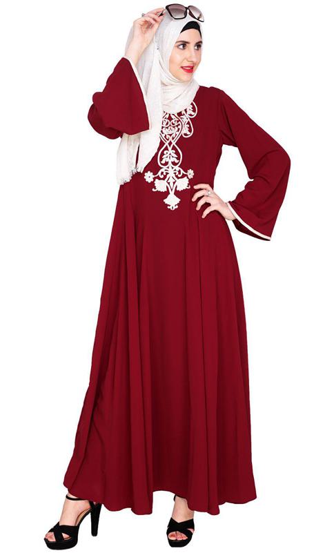 Wine Flared Abaya