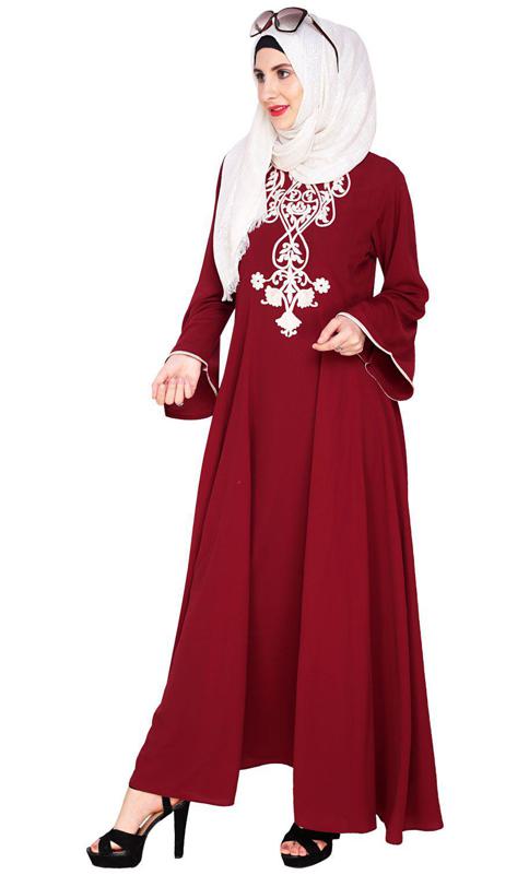 Wine Flared Abaya