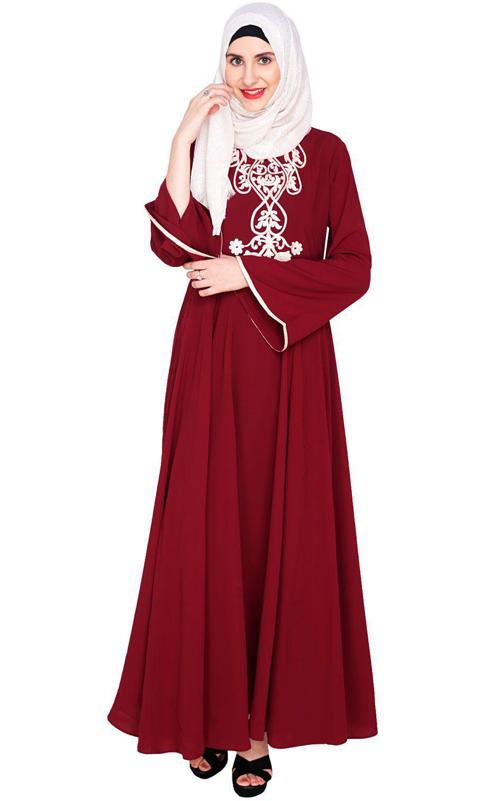 Wine Flared Abaya