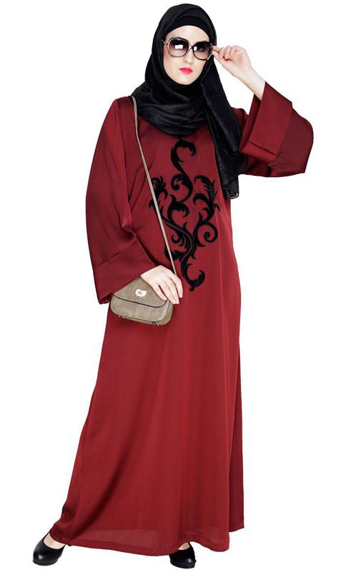 Wine Plush Dubai Style Abaya (Made-To-Order)