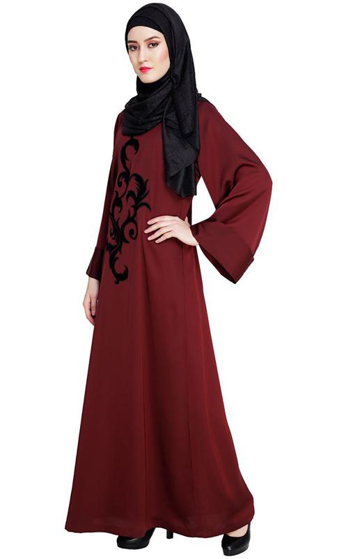 Wine Plush Dubai Style Abaya (Made-To-Order)