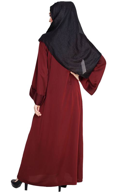 Wine Plush Dubai Style Abaya (Made-To-Order)