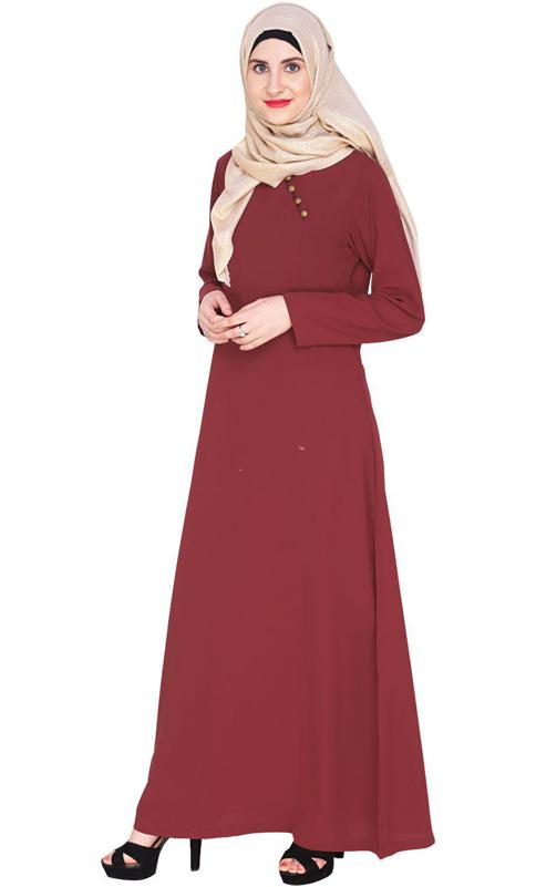 Wine Trendy Abaya Dress (Made-To-Order)