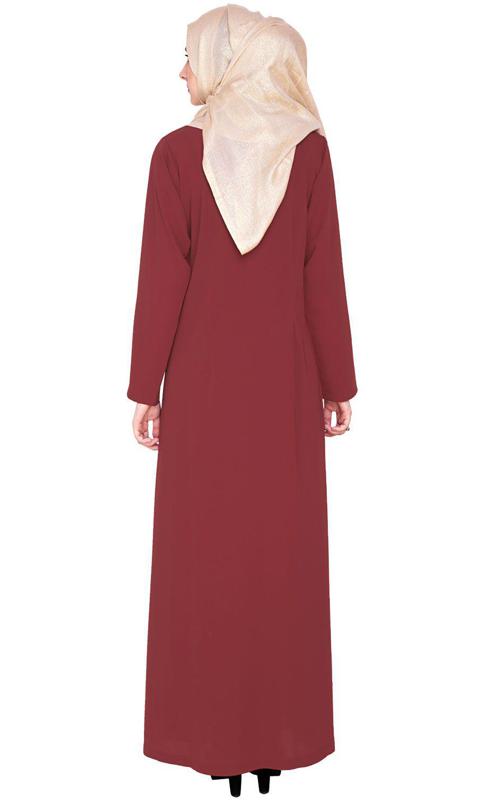 Wine Trendy Abaya Dress (Made-To-Order)