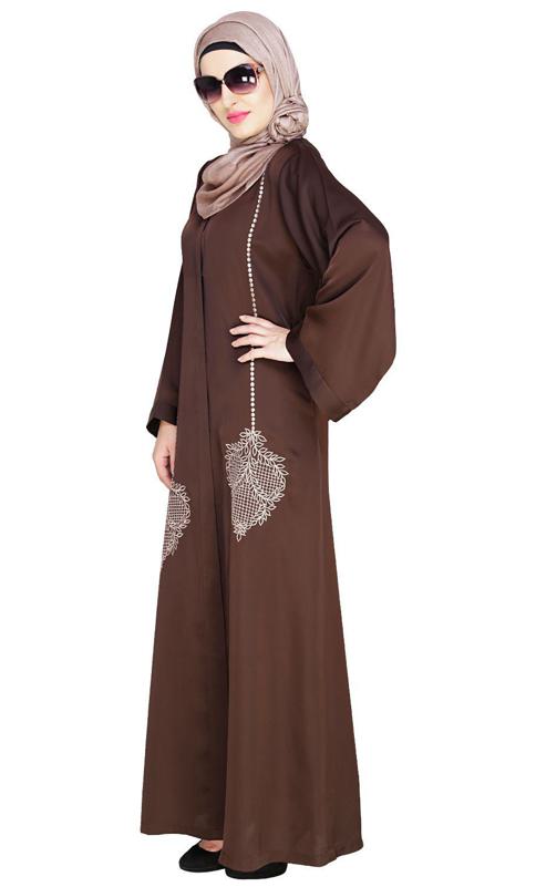 Wondrous Brown Dubai Style Abaya (Made-To-Order)
