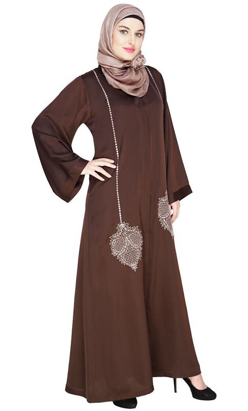 Wondrous Brown Dubai Style Abaya (Made-To-Order)