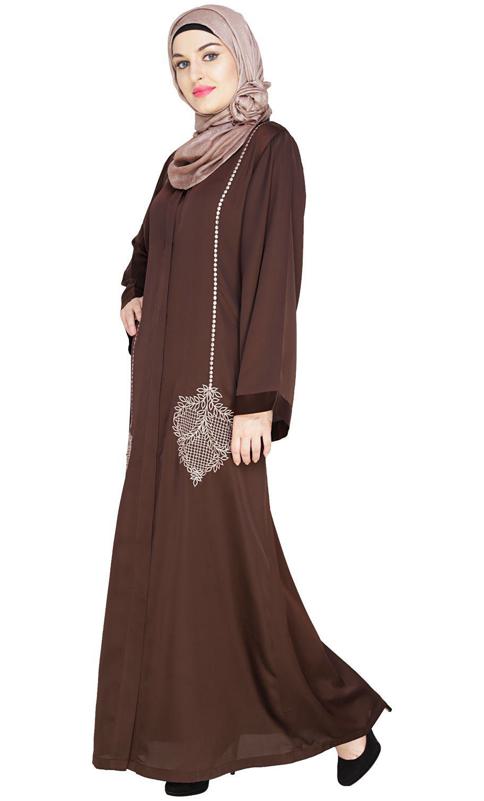 Wondrous Brown Dubai Style Abaya (Made-To-Order)