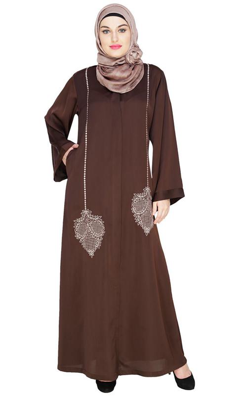 Wondrous Brown Dubai Style Abaya (Made-To-Order)