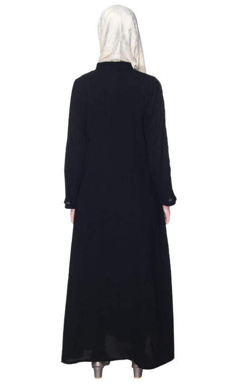Deep Black Glittering Loops Abaya