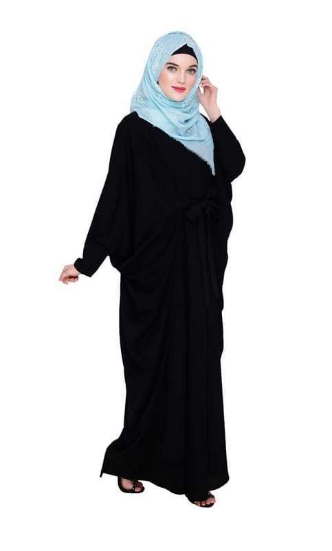 Bow Embellished Black Kaftan (Made-To-Order)