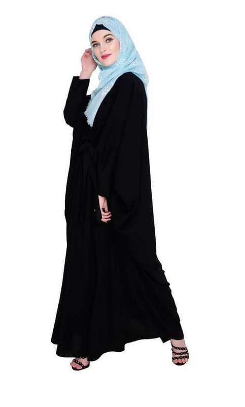 Bow Embellished Black Kaftan (Made-To-Order)