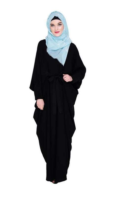 Bow Embellished Black Kaftan (Made-To-Order)