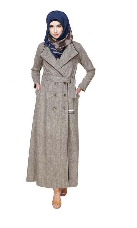 Cream & Brown Jacket Abaya