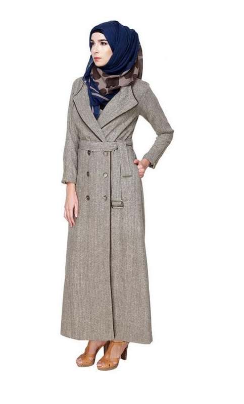 Cream & Brown Jacket Abaya