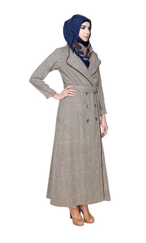 Cream & Brown Jacket Abaya