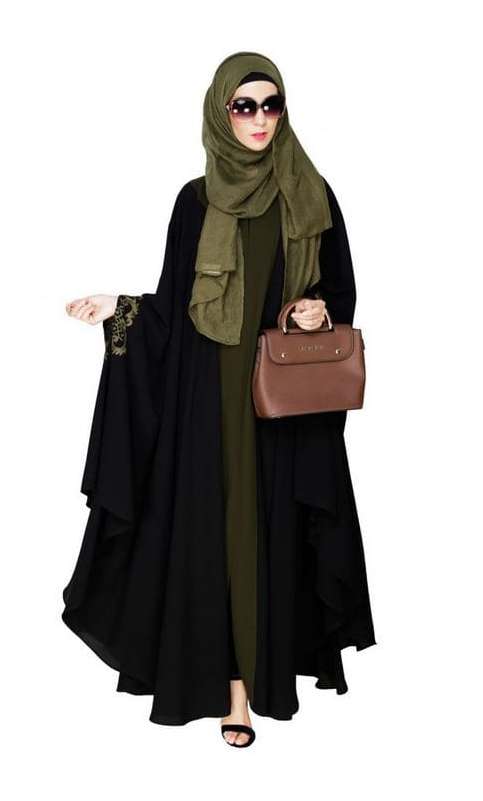Delicate Embroidered Black Irani Kaftan (Made-To-Order)