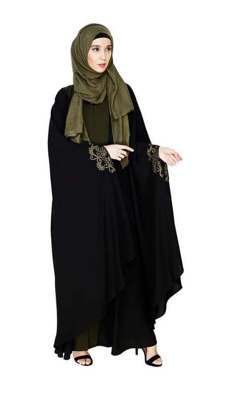 Delicate Embroidered Black Irani Kaftan (Made-To-Order)