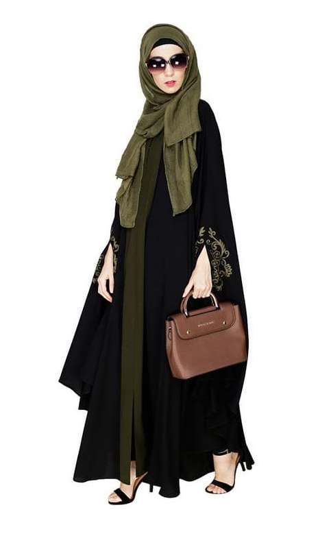 Delicate Embroidered Black Irani Kaftan (Made-To-Order)