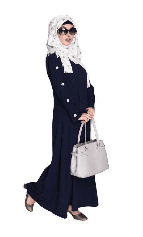 Delightful and Simple Blue Abaya with Designer Sleeves (Made-To-Order)