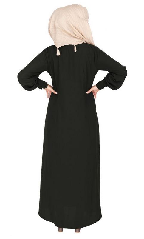 Flowy and Elegant Olive Green Pintuck Abaya (Made-To-Order)