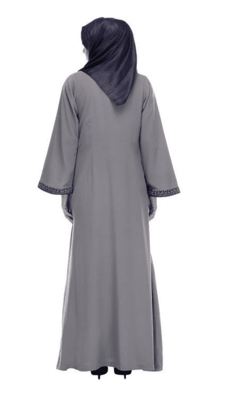 Grey Abaya With Embroidery (Made-To-Order)