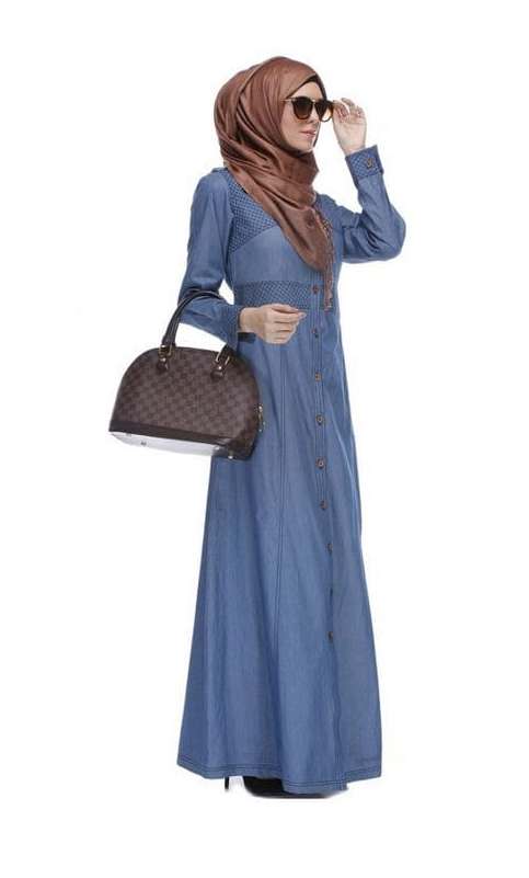 Light Blue Collared Denim Abaya