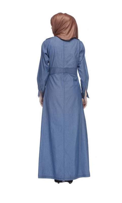 Light Blue Collared Denim Abaya