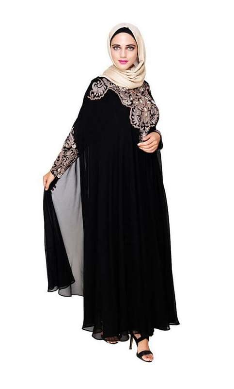 Luxury Black Irani Kaftan (Made-To-Order)
