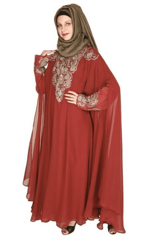 Luxury Brick Red Irani Kaftan (Made-To-Order)