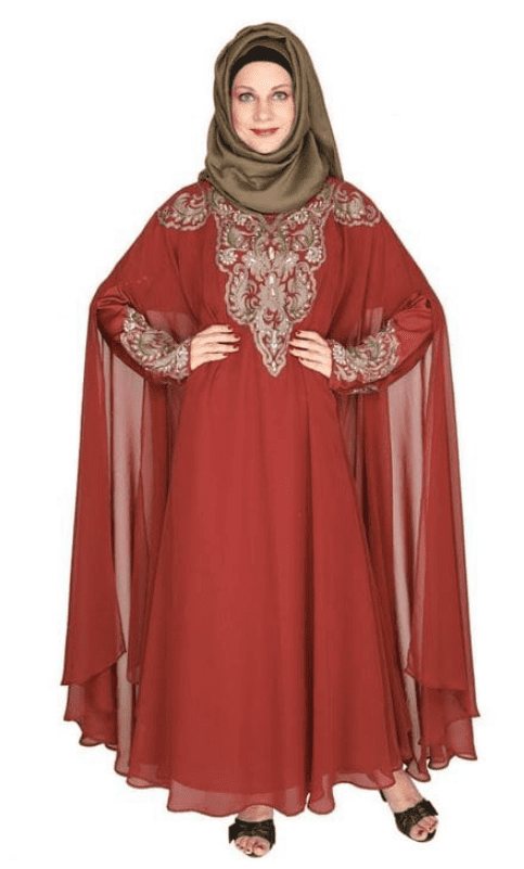 Luxury Brick Red Irani Kaftan (Made-To-Order)
