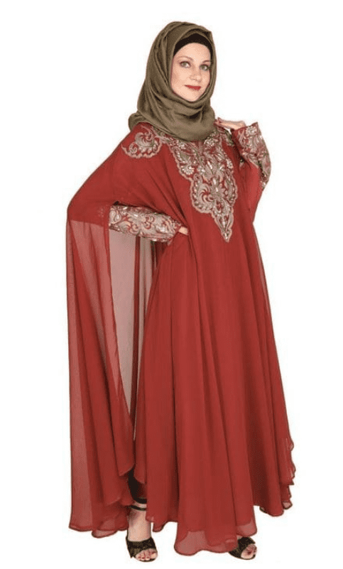 Luxury Brick Red Irani Kaftan (Made-To-Order)