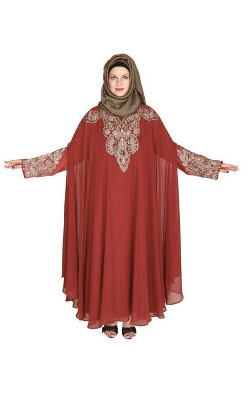 Luxury Brick Red Irani Kaftan (Made-To-Order)